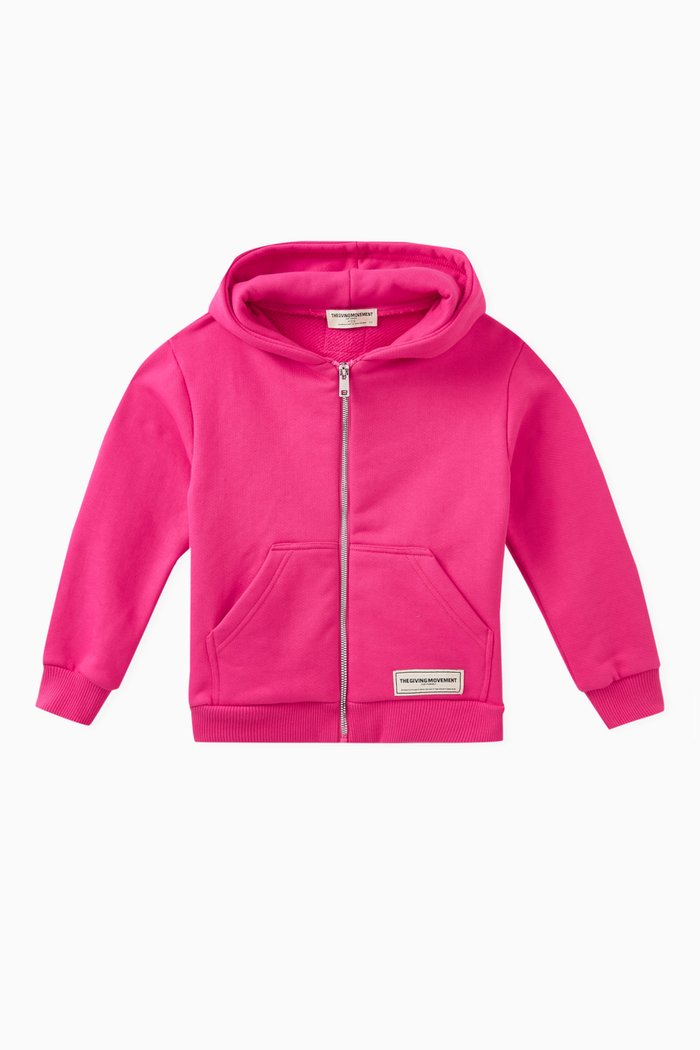

Logo Zip Hoodie in Organic Cotton-blend, Pink
