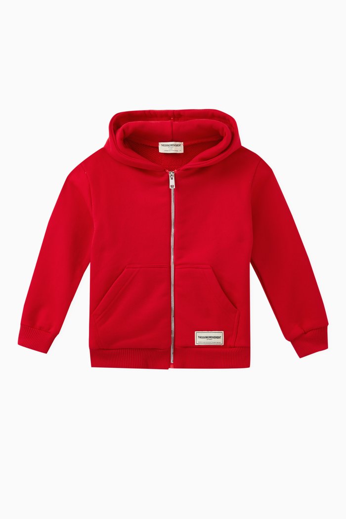 

Logo Zip Hoodie in Organic Cotton-blend, Red
