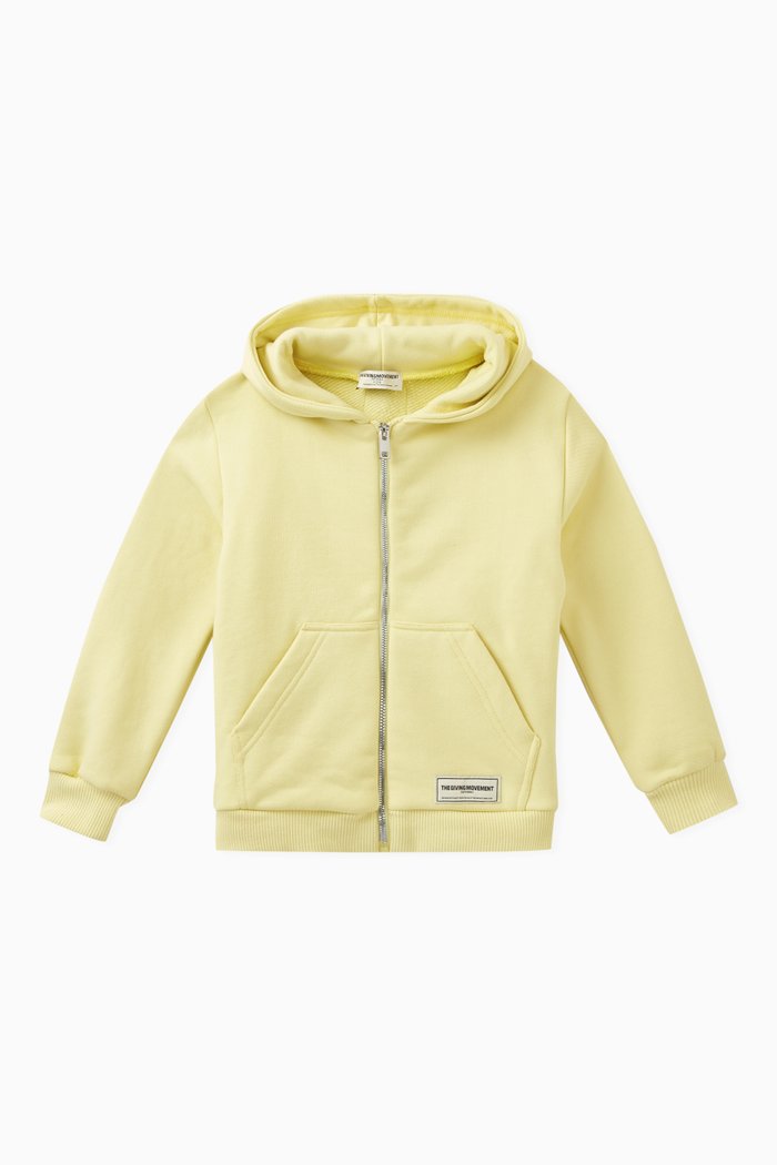 

Logo Zip Hoodie in Organic Cotton-blend, Yellow
