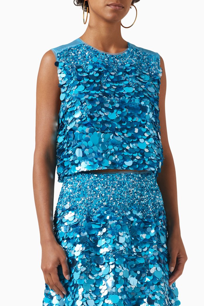 

Celeste Top in Sequin, Blue