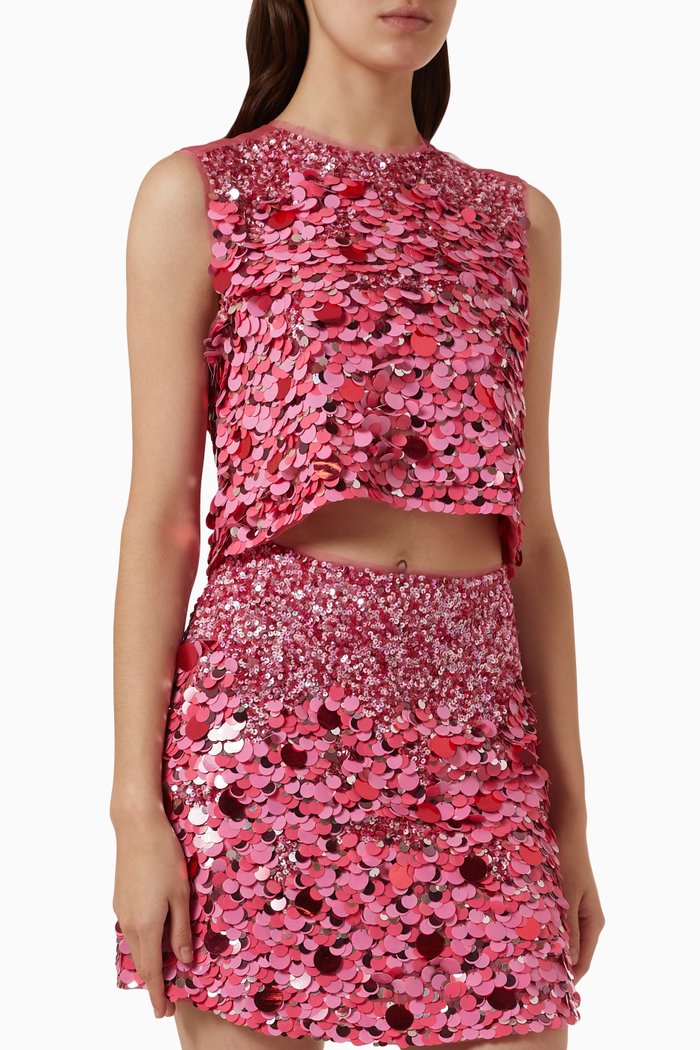 

Celeste Sequin-embellished Top in Organza, Pink