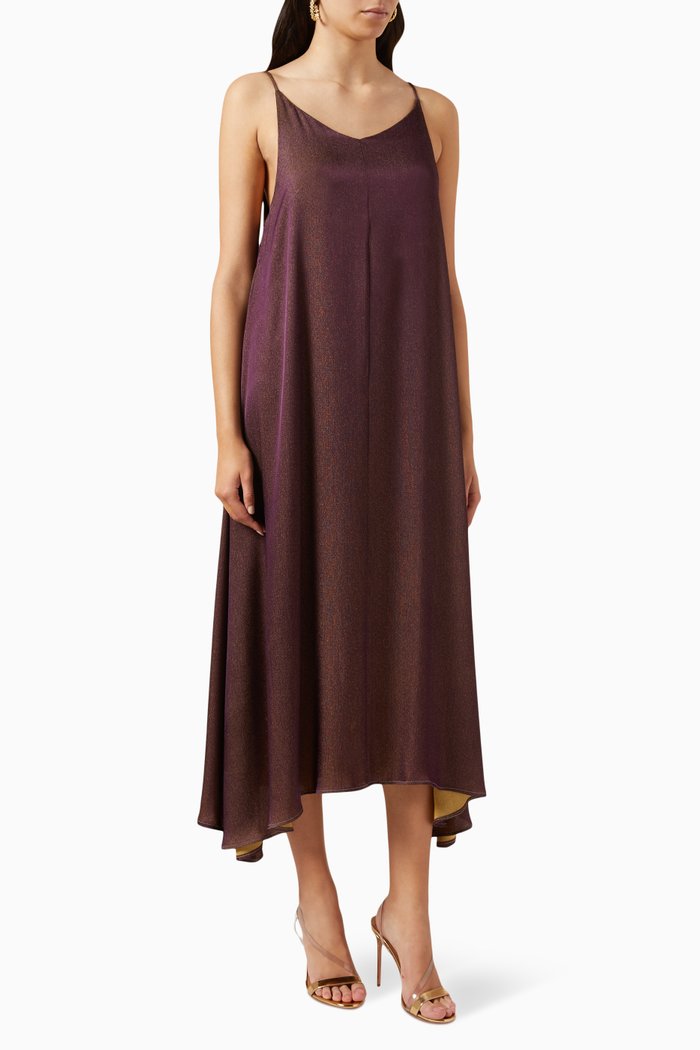 

Midi Slip Dress in Silk, Purple