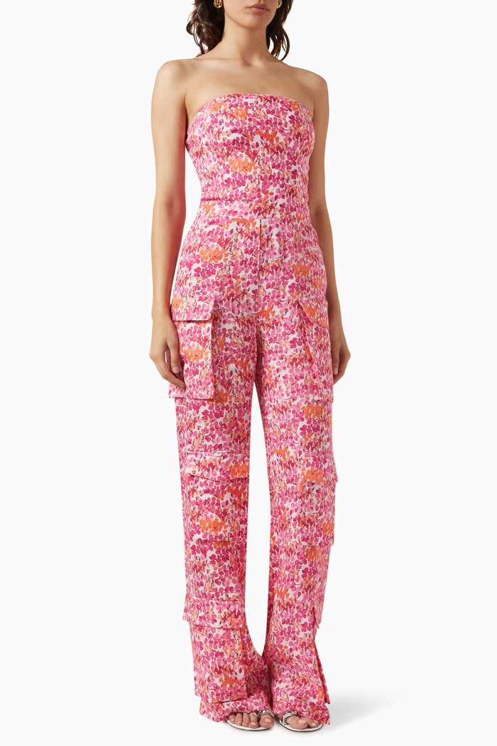 

Floral-print Jumpsuit in Linen, Pink