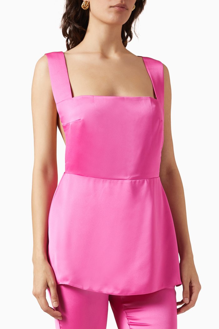 

Back Strap Top in Rayon Blend, Pink