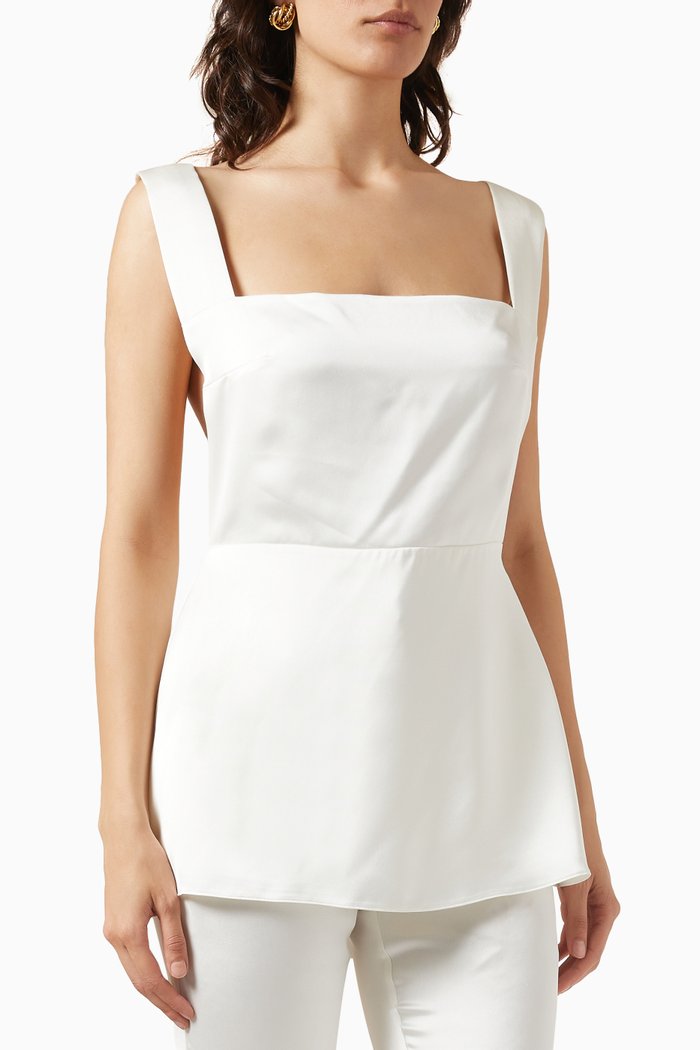 

Back Strap Top in Rayon Blend, White
