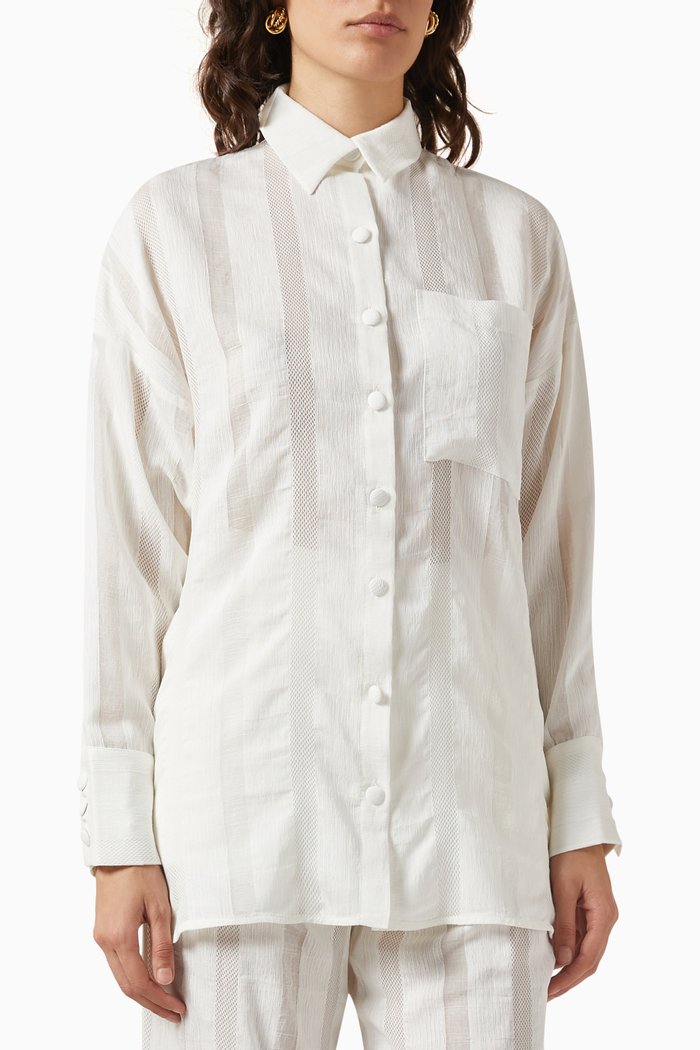 

Stripe Pattern Shirt in Viscose, White