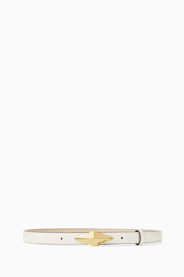 

Diamond Clasp Belt in Polished Leather, Gold