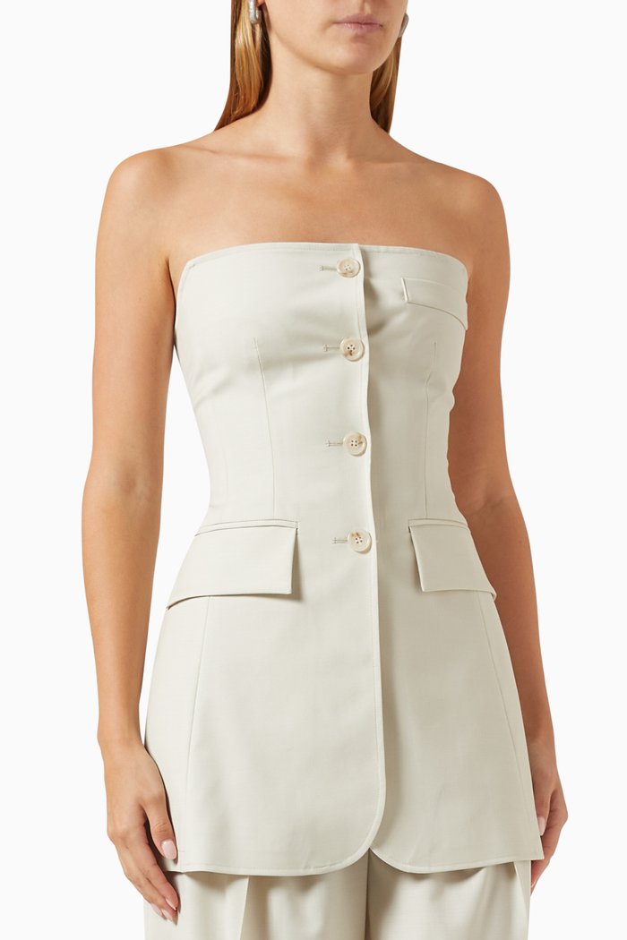 

Back String Tube Jacket in Wool, Neutral