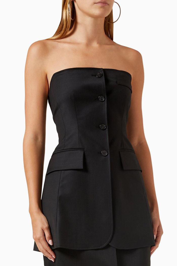 

Back String Tube Jacket in Wool, Black
