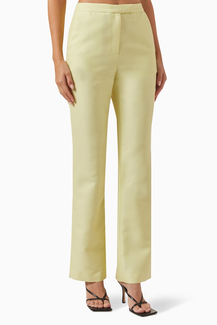 

Back-slit Pants in Wool-blend, Green
