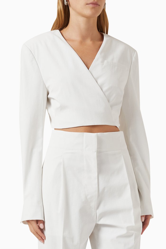 

Crisscross Crop Jacket in Nylon-blend, White