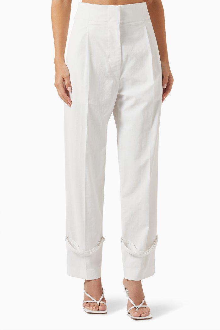 

String High-rise Pants in Nylon-blend, White