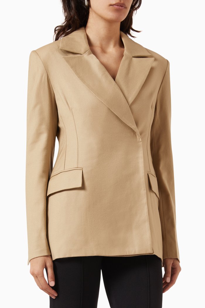 

Mateo DB Blazer in Wool, Neutral