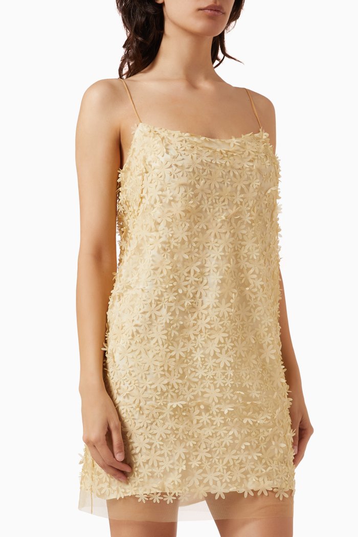 

Daisy Mini Dress in Floral Mesh, Neutral
