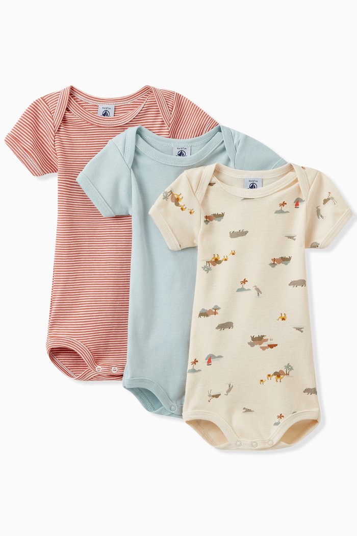 

Assorted Bodysuit in Cotton, Set of 3, Multicolour