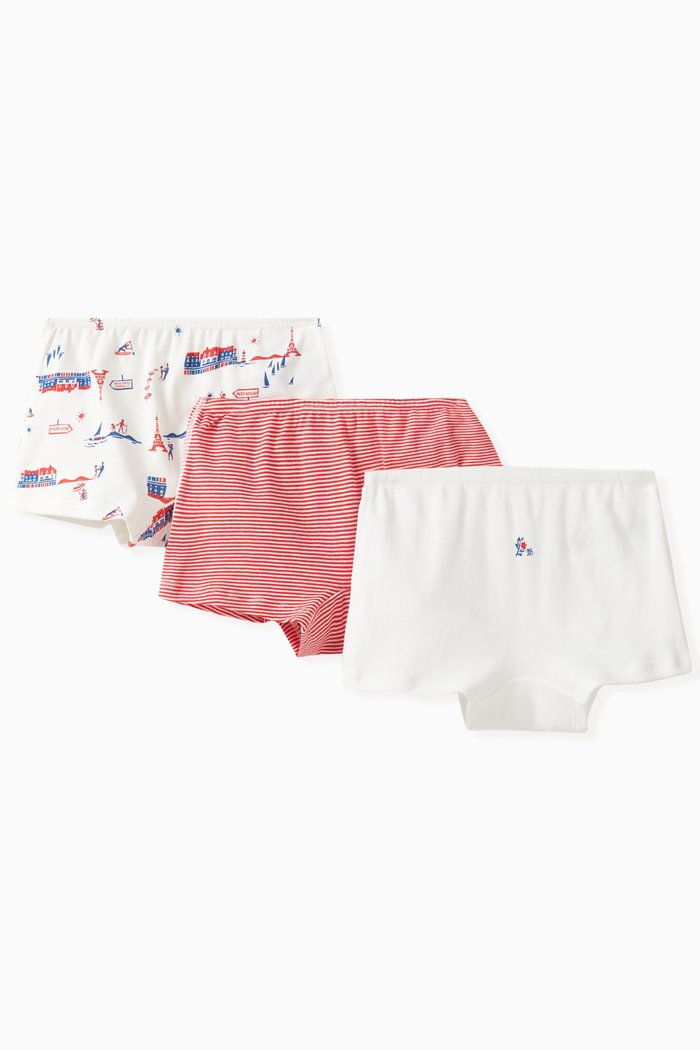 

Graphic Print Shorties Briefs, Set of Three, Multicolour