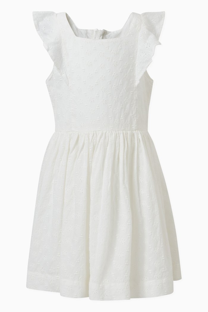 

Eyelet-embroidered Dress in Cotton, White