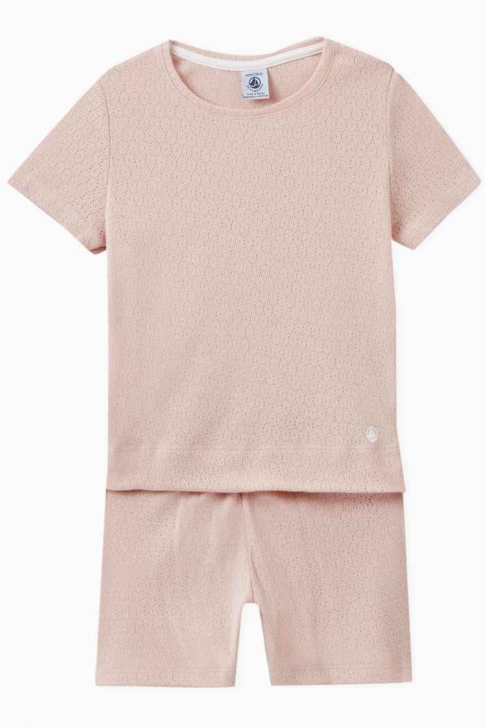 

Open-work T-shirt & Shorts Pyjama Set in Cotton, Pink
