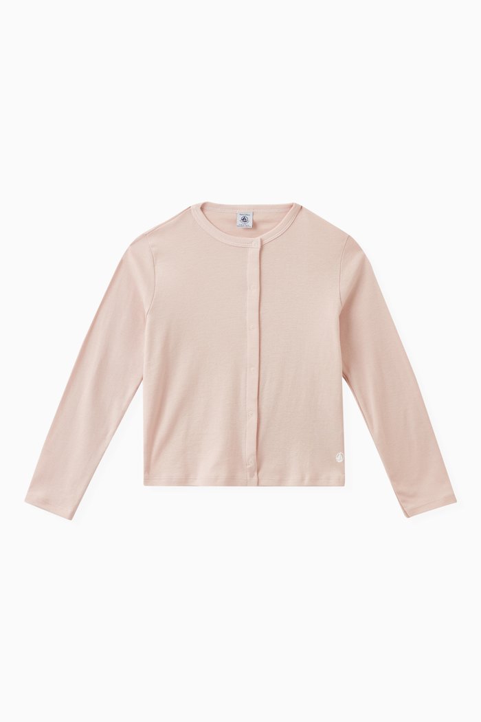 

Logo Detail Cardigan in Cotton, Pink