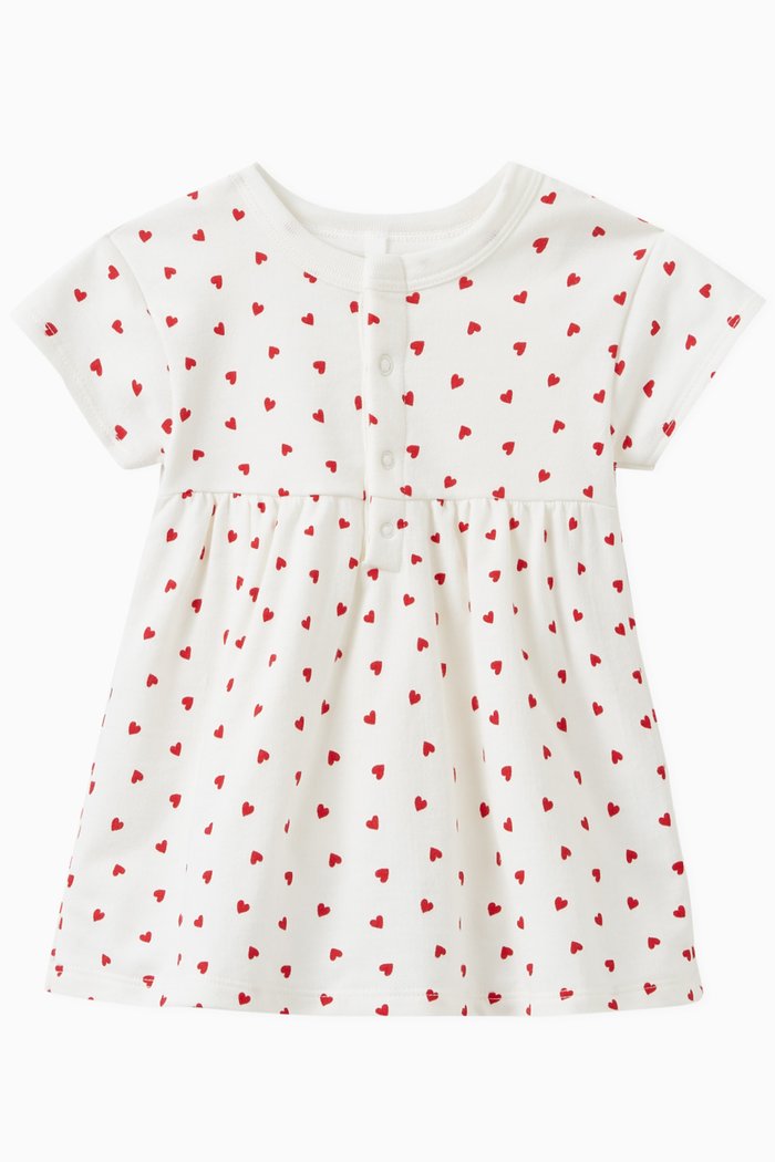 

Heart-print Dress in Cotton, Multicolour