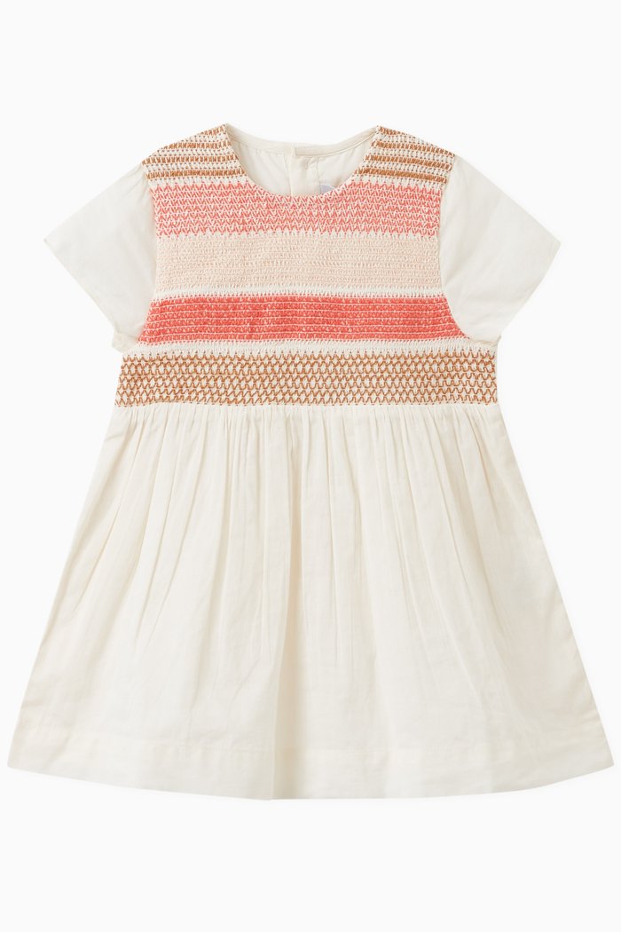 

Smocked Dress in Cotton, Multicolour