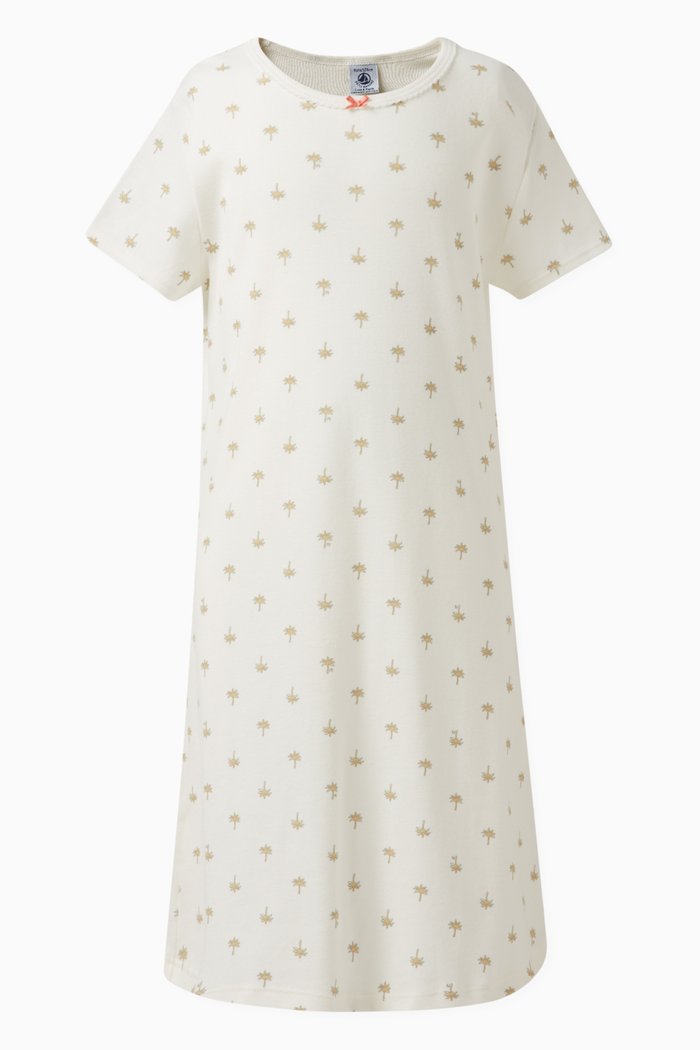 

Palm Print Night Dress in Cotton, Multicolour