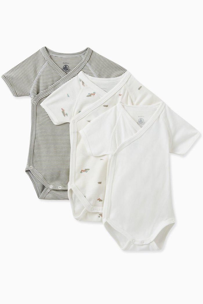 

Assorted Bodysuit in Cotton, Set of 3, Multicolour