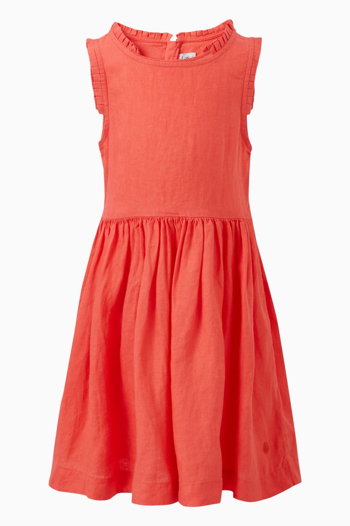 

Flared Dress in Linen, Orange