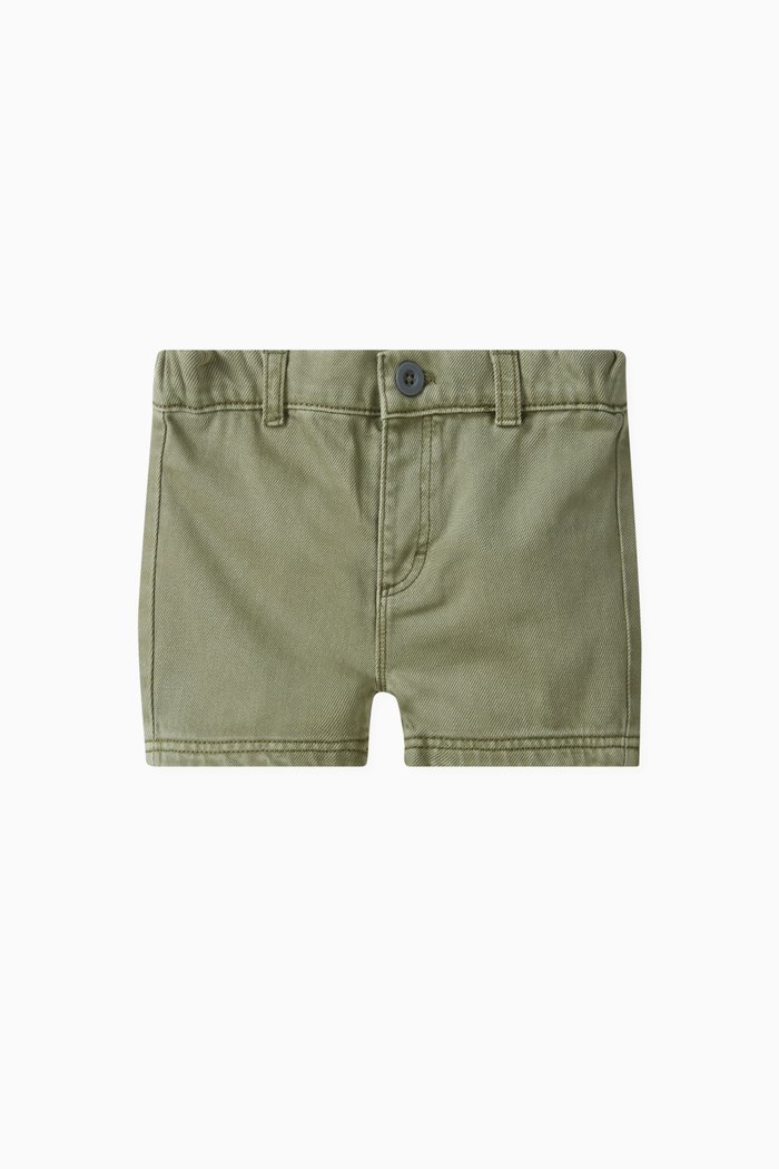 

Elasticated Waistband Shorts in Denim, Green