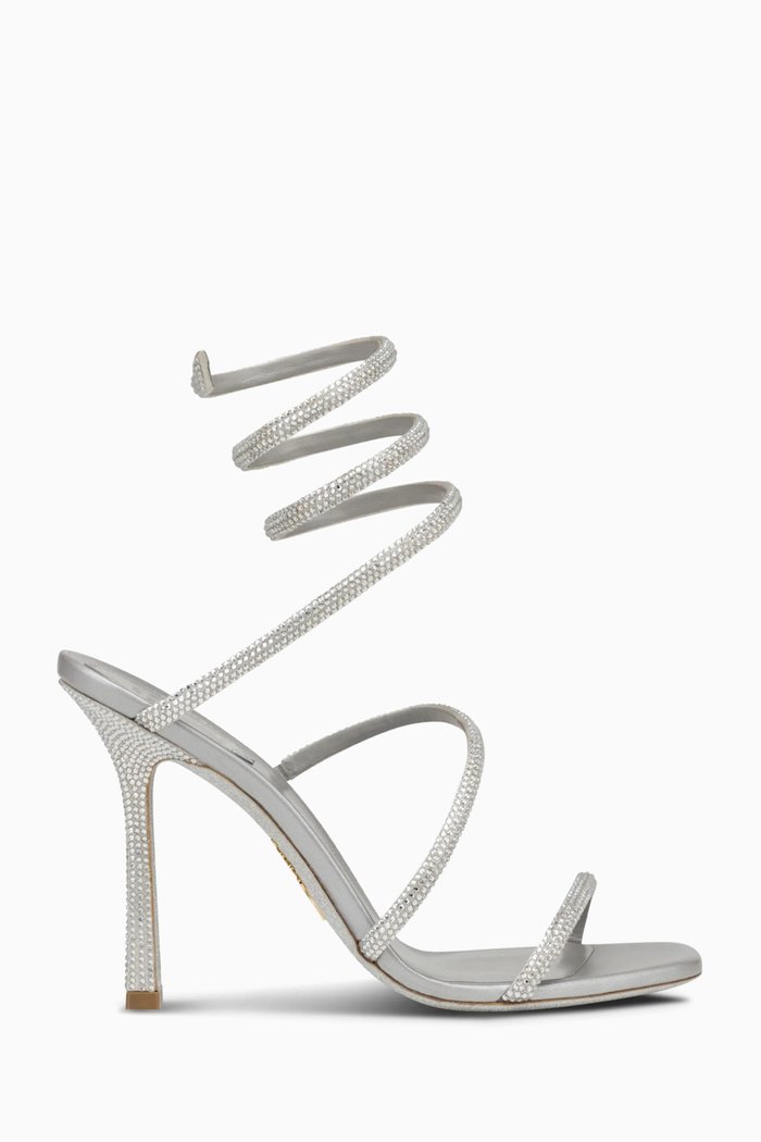 

Cleo 105 Crystal Embellished Sandals in Satin, Grey