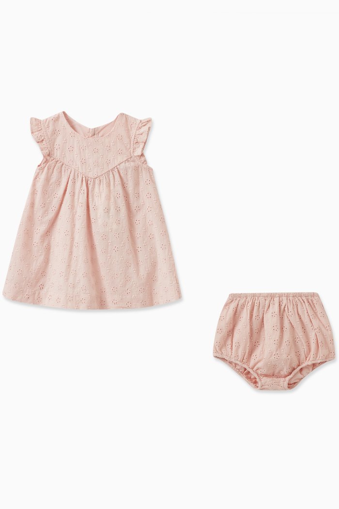 

Broderie Anglaise Dress with Bloomers in Cotton, Pink