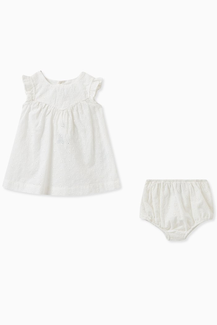 Broderie Anglaise Dress in Cotton, White