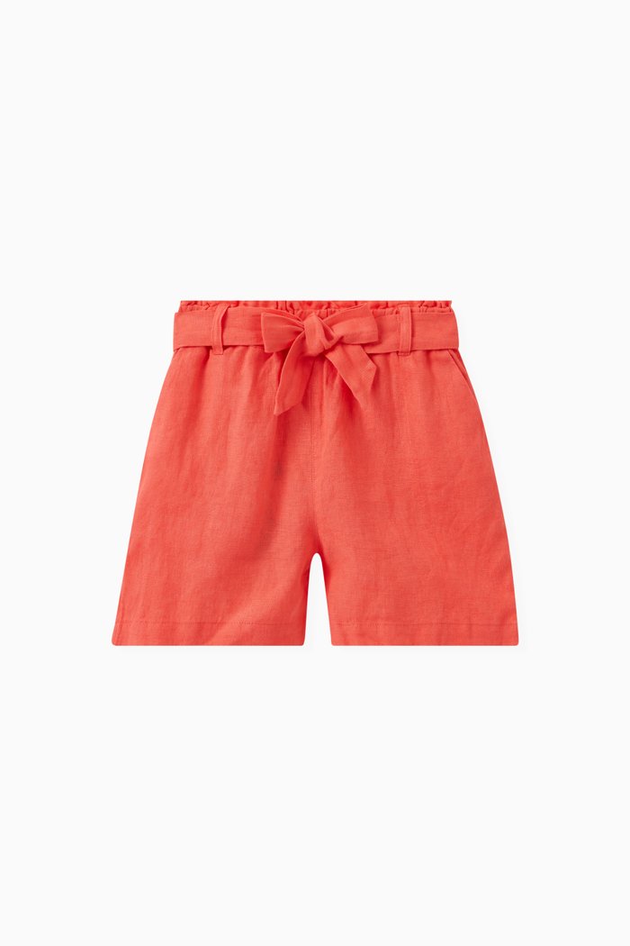 

Elasticated Waistband Shorts in Linen, Orange