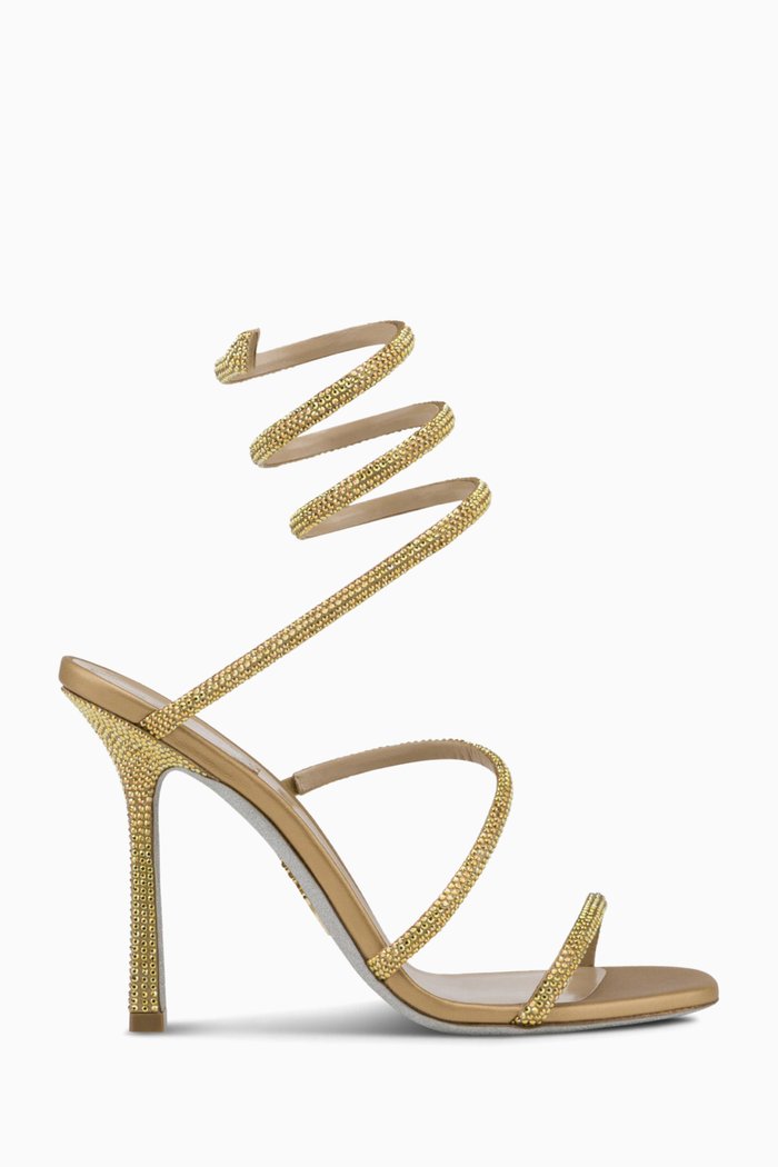 Cleo 105 Crystal Embellished Pumps in Satin, Gold