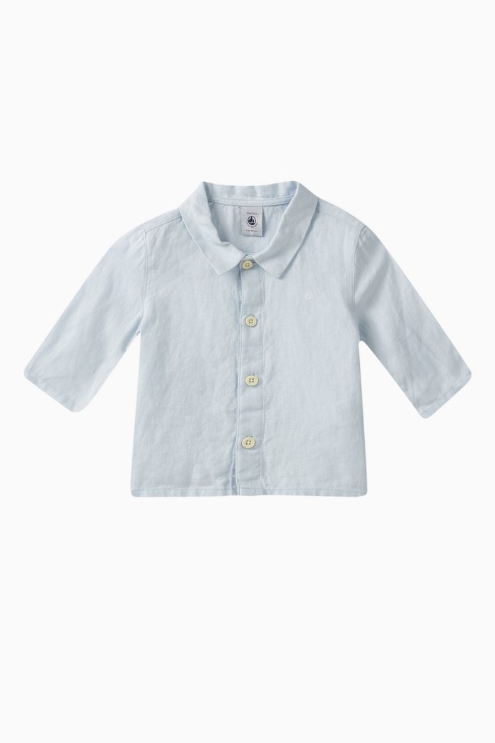 

Logo Detail Shirt in Linen, Blue