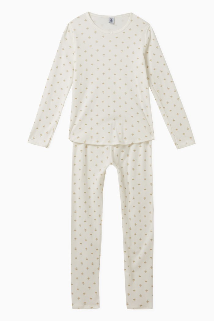 

Palm Print Pyjamas in Cotton, Set of Two, Multicolour