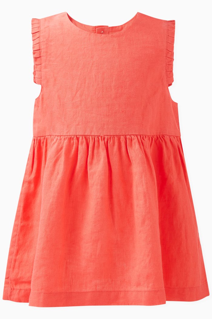 Sleeveless Dress in Linen, Orange