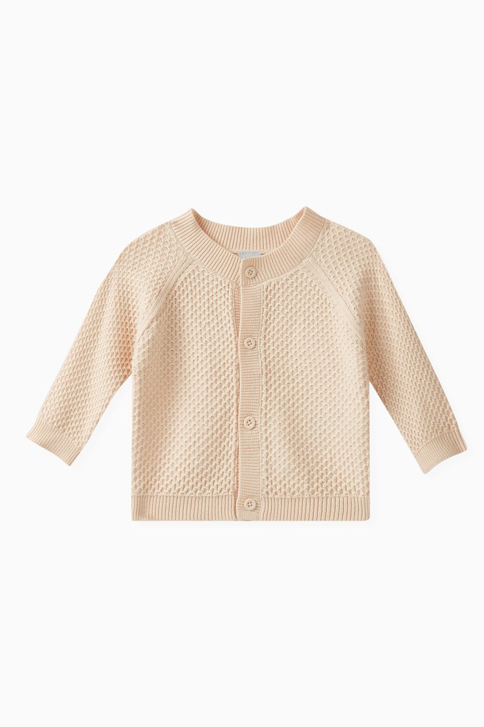 

Knitted Cardigan in Cotton, Neutral
