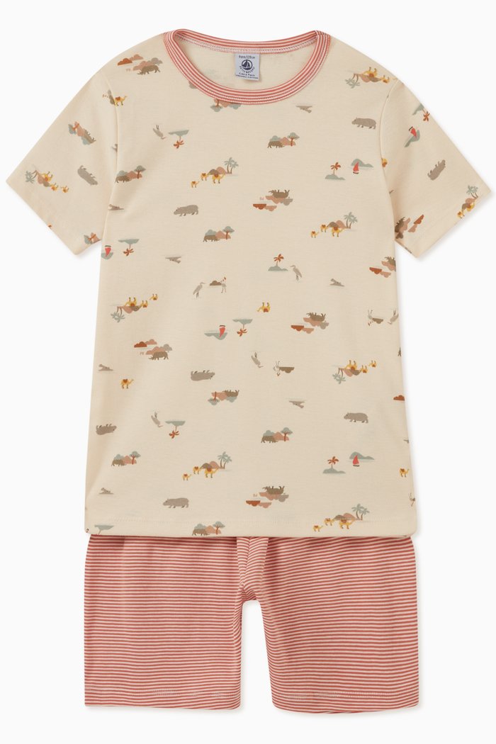 

Animal Print Pyjama Set in Cotton, Multicolour