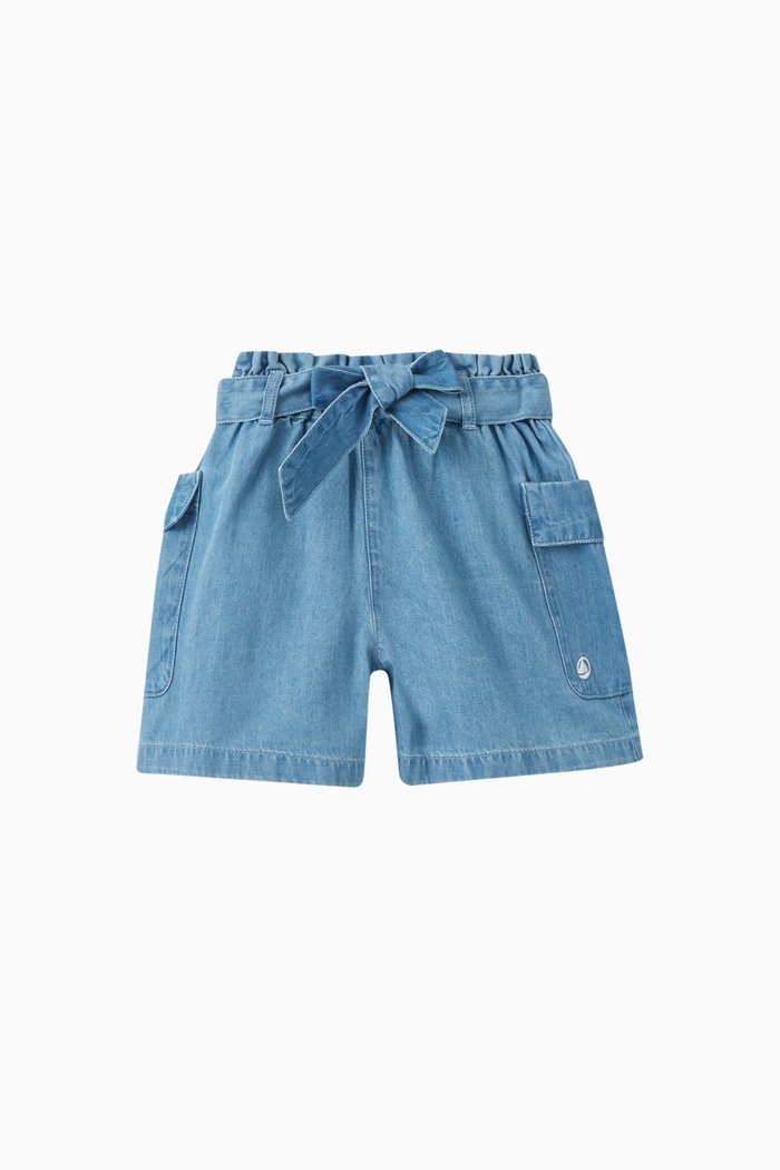

Paper bag Shorts in Organic Denim, Blue