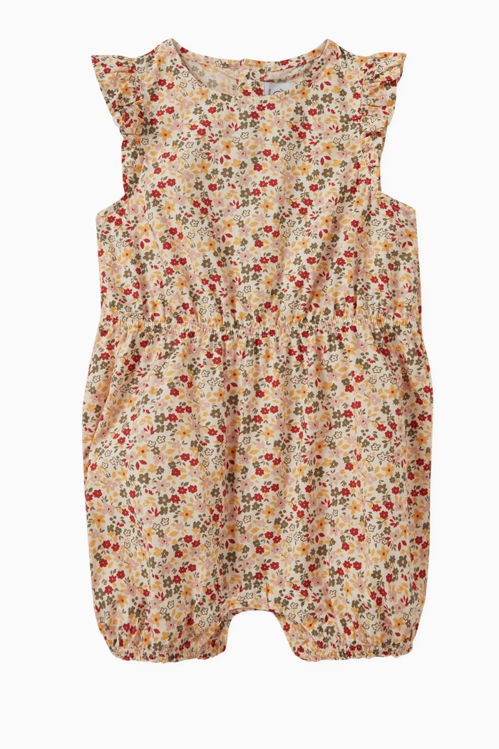 

Floral Playsuit in Cotton Poplin, Multicolour