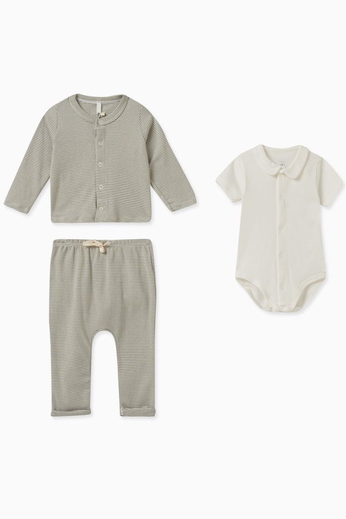 

Bodysuit, Cardigan & Pants Set in Cotton, Multicolour