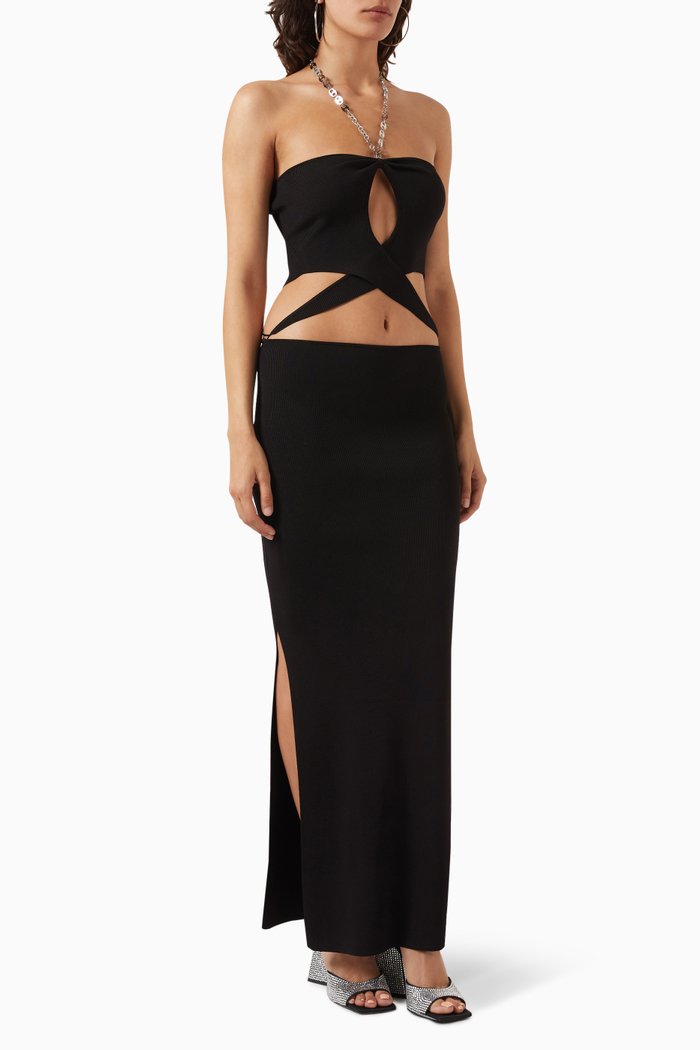 

Nula Strapless Cut-out Maxi Dress in Viscose-blend, Black