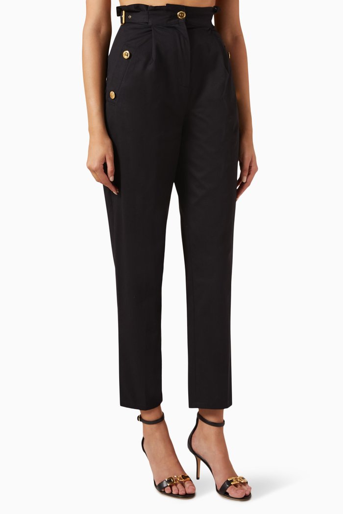 

Button Pants in Cotton, Black