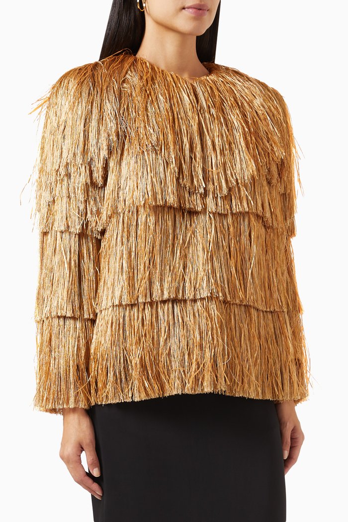 

Fringe Jacket in Tweed, Brown
