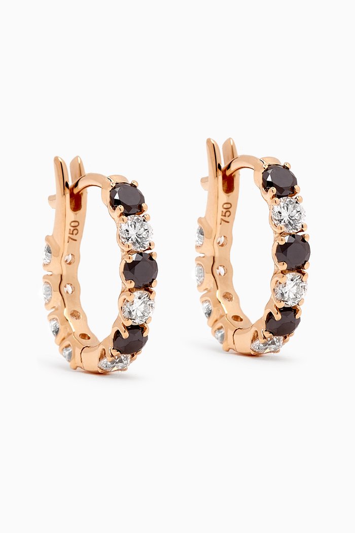 

Black & White Diamond Mix Huggies in 18kt Yellow Gold
