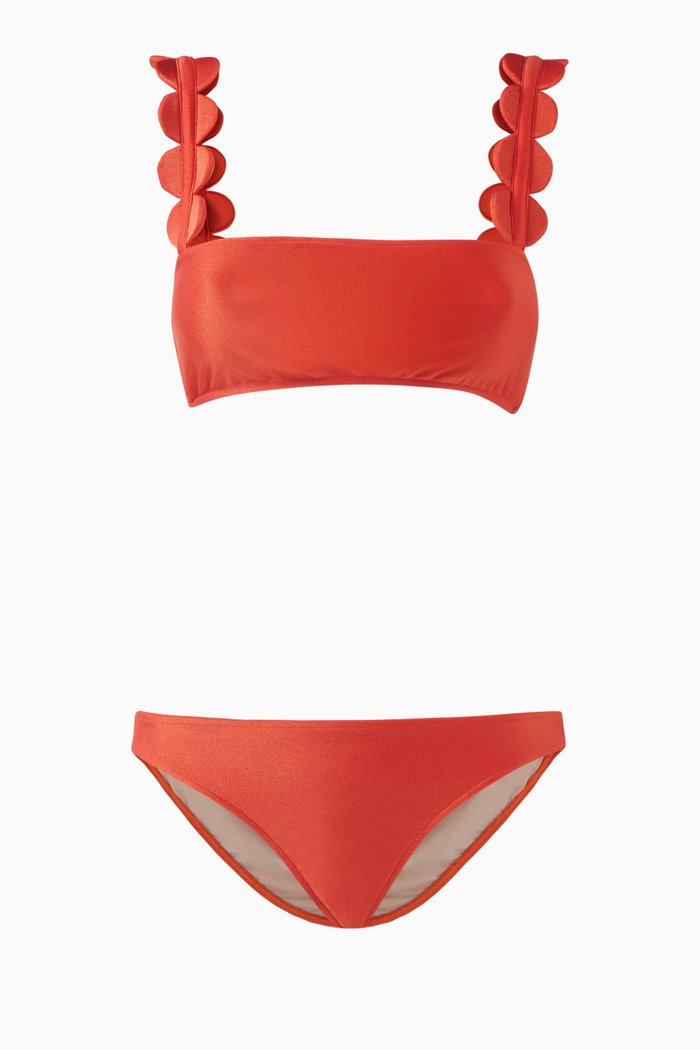 

Bubble Scalloped Two-piece Bikini, Red