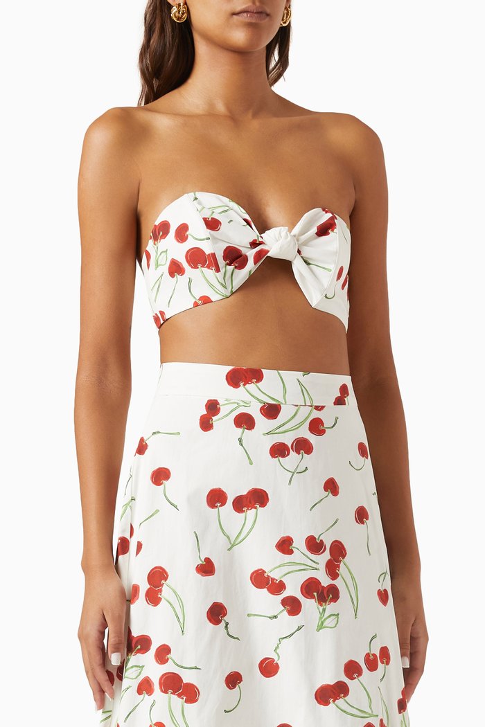 

Cherry Bomb Knotted Top in Cotton, White