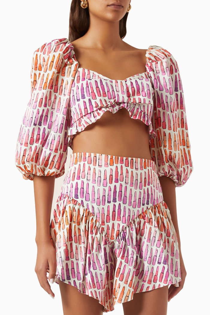 

Lipstick Crop Top in Cotton, Multicolour