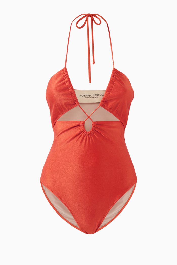 

Lipstick Cut-out One-piece Swimsuit, Orange